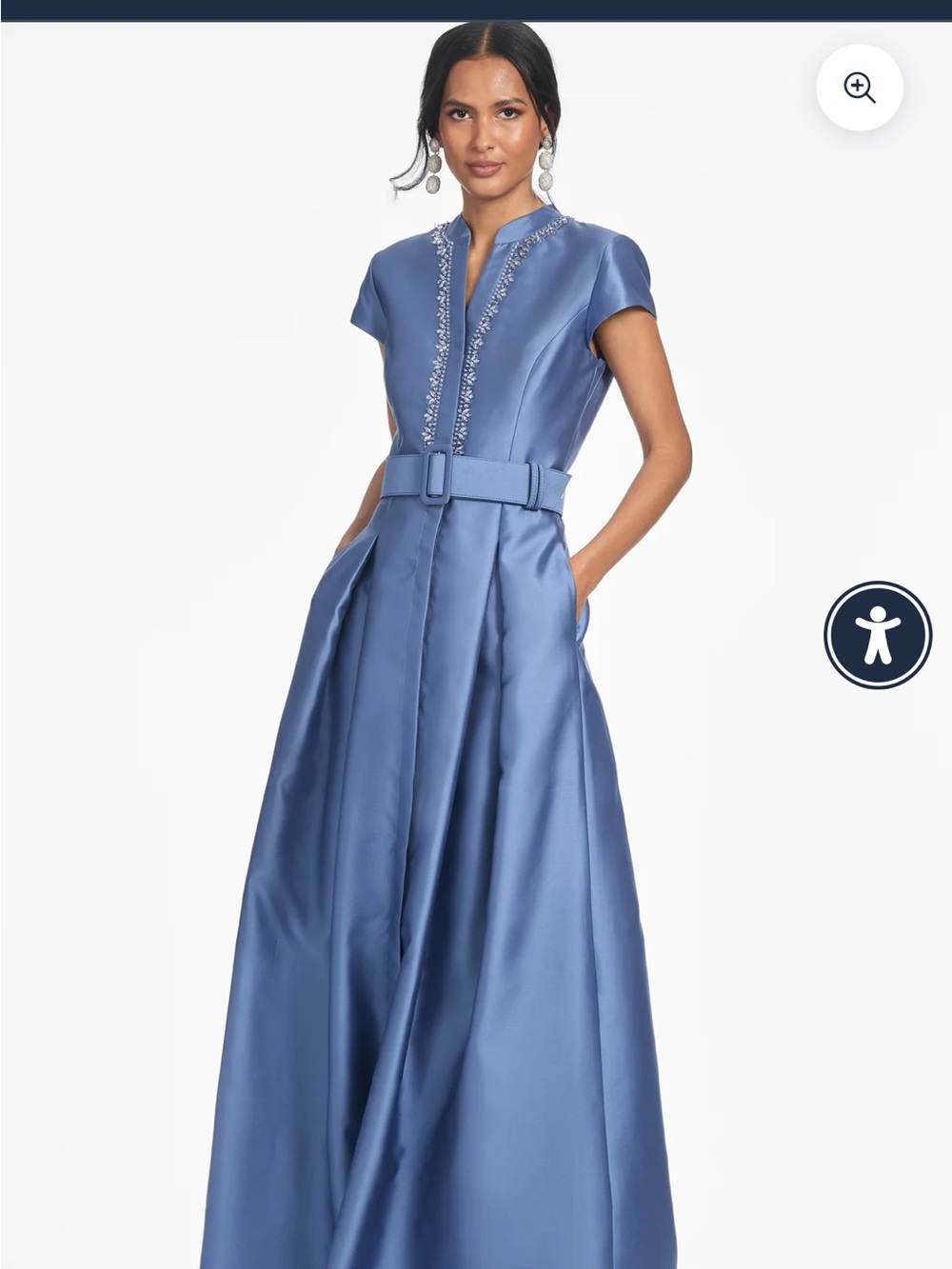 Sachin + Babi Periwinkle Satin Belted Maxi Dress